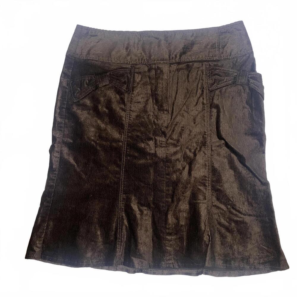 Nanette Lepore Vtg. Brown Corduroy Skirt With Bow Details